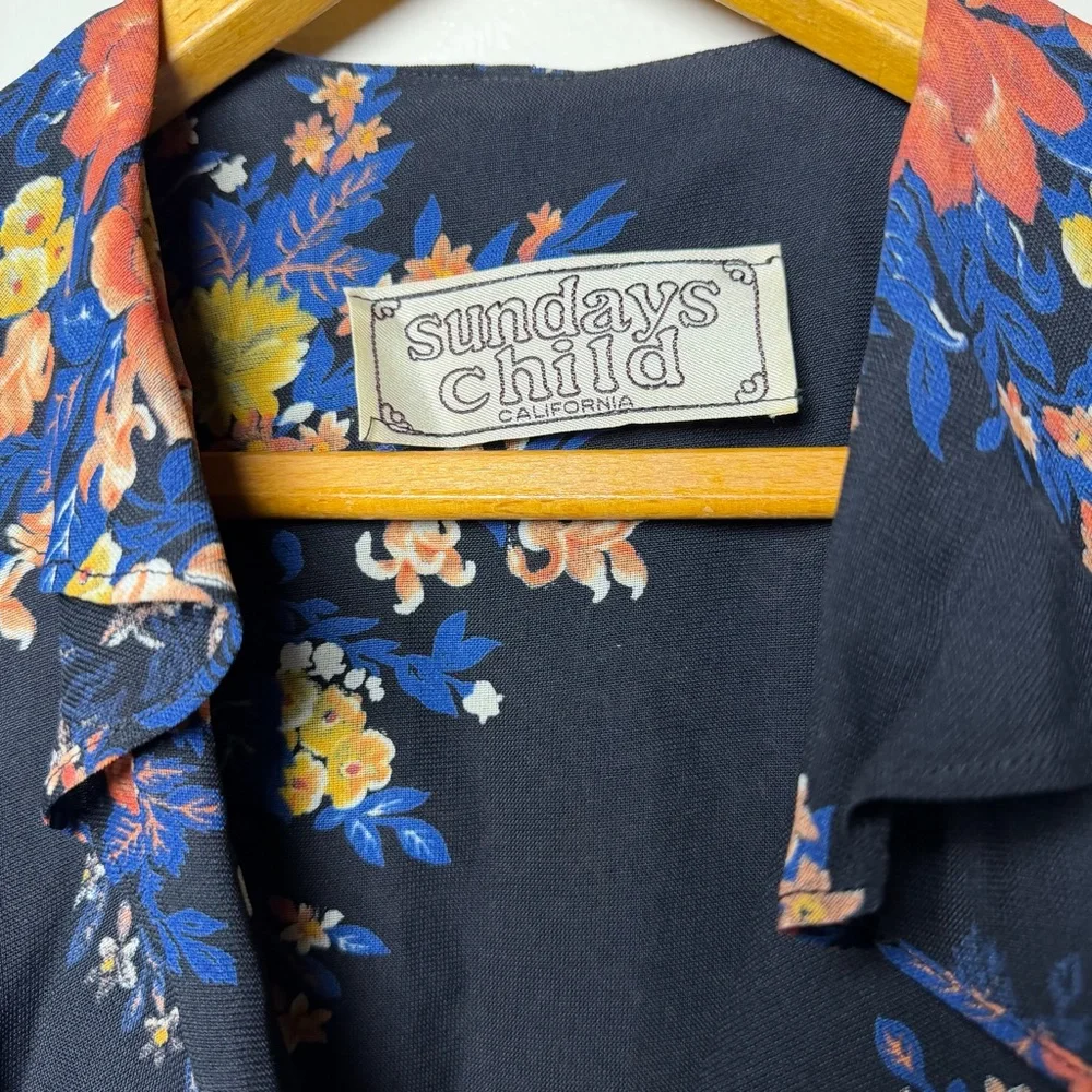 70s Floral Ruffle Top Sundays Child California S Boho Hippie Peplum Vintage - Picture 5 of 13